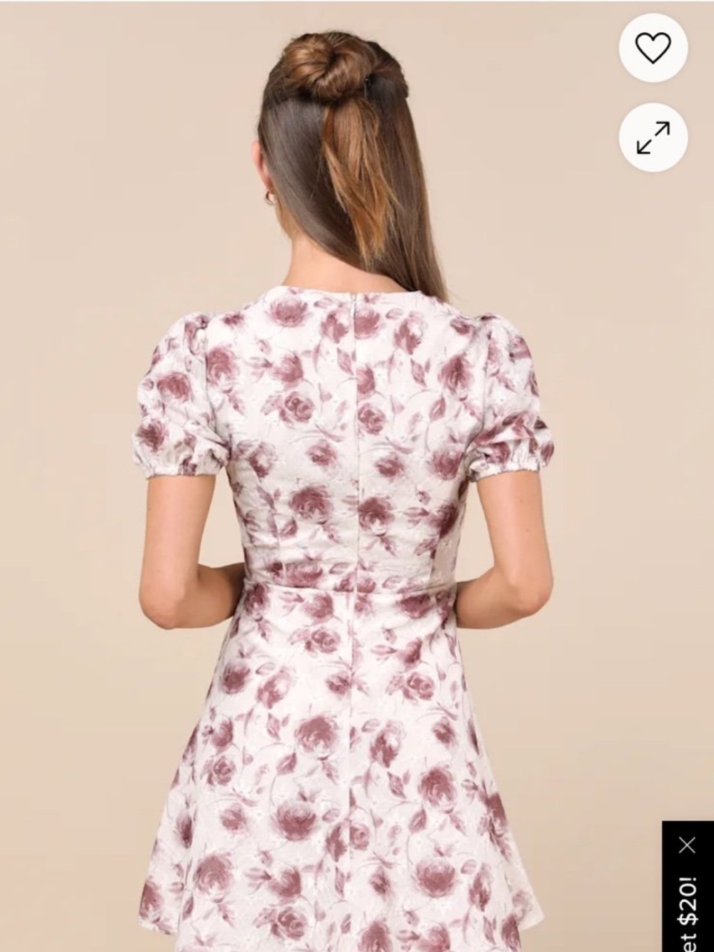 Lulu's White Mini Dress with Dusty Rose Floral Print